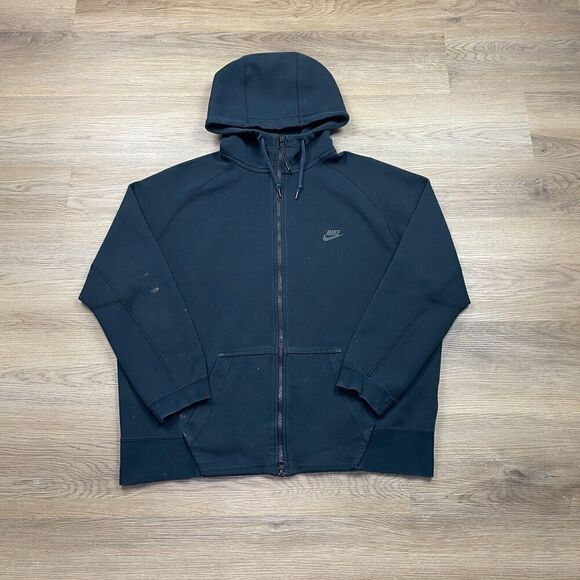 Nike Hoodie Mens 2XL Black Tech Fleece Full Zip Swoosh - Picture 1 of 16
